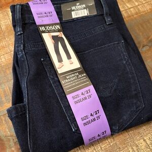 Hudson Women's Mid-Rise Signature Pockets Straight Jeans, Obscurity Blue, 4/27